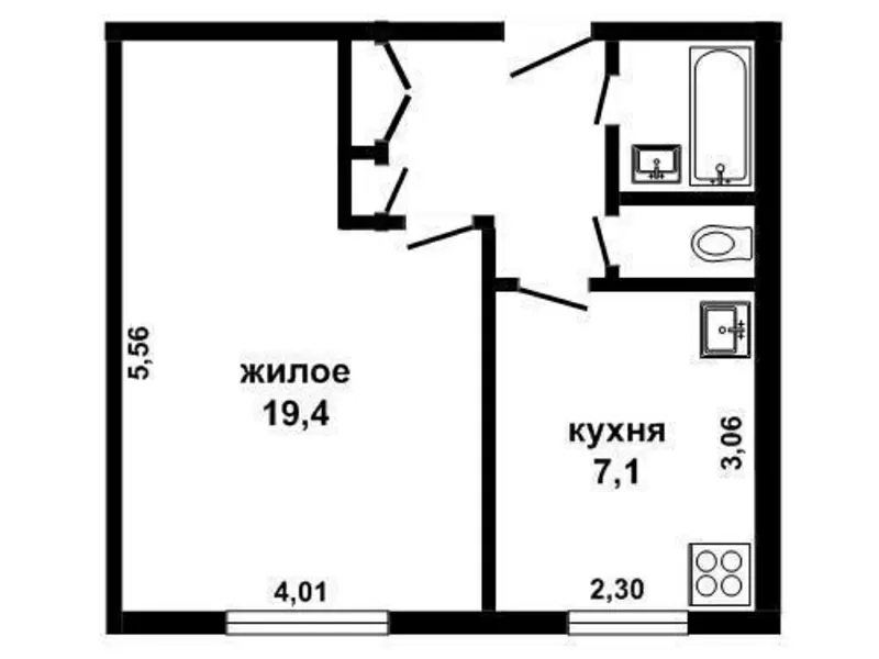 1-комнатная квартира,  Брест,  Вишневая,  1978 г,  34, 4/19, 4/7, 06. w160575 9