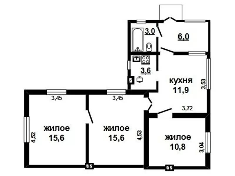 Квартира в двухквартирном блокированном доме. 1960 г.п. Брест. r161076 2