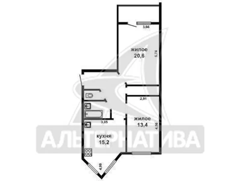 2-комнатная квартира,  Суворова ул.,  2008 г.п., 71, 2/34, 0/15, 2. w161025 2