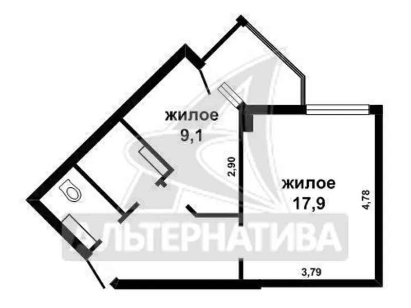 1-комнатная квартира,  Гоголя,  2016 г.п.,  42, 5/17, 9/9, 1. w160596 8