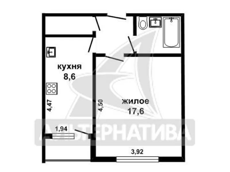 1-комнатная квартира,  г.Брест,  Задорожная ул. w162435 7