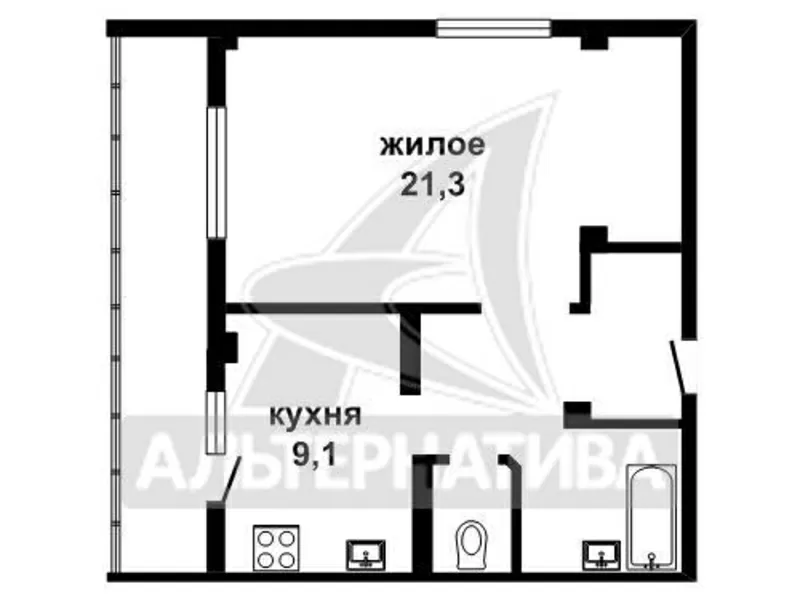 1-комнатная квартира,  г.Брест,  Краснознаменная ул. w161411 10