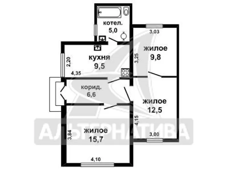 Часть жилого дома. 1957 г.п. Шлакобетон / шифер. 1 этаж. r161392 2