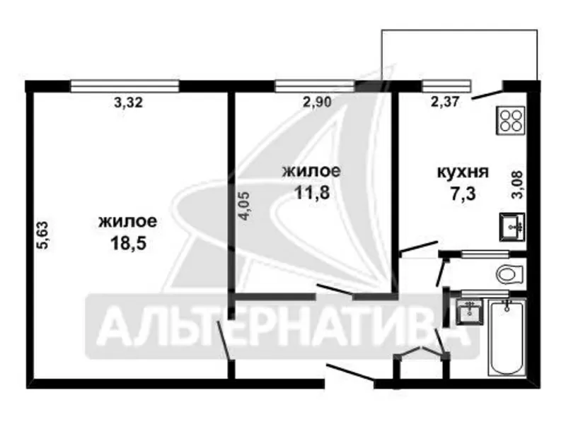 2-комнатная квартира,  г.Брест,  Московская,  48, 5/47, 5/30, 3/7, 3. w161601 7