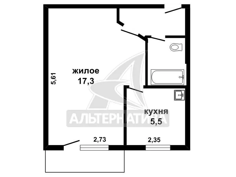 1-комнатная квартира,  г.Брест,  Машерова проспект,  1959 г.п. w171117 7