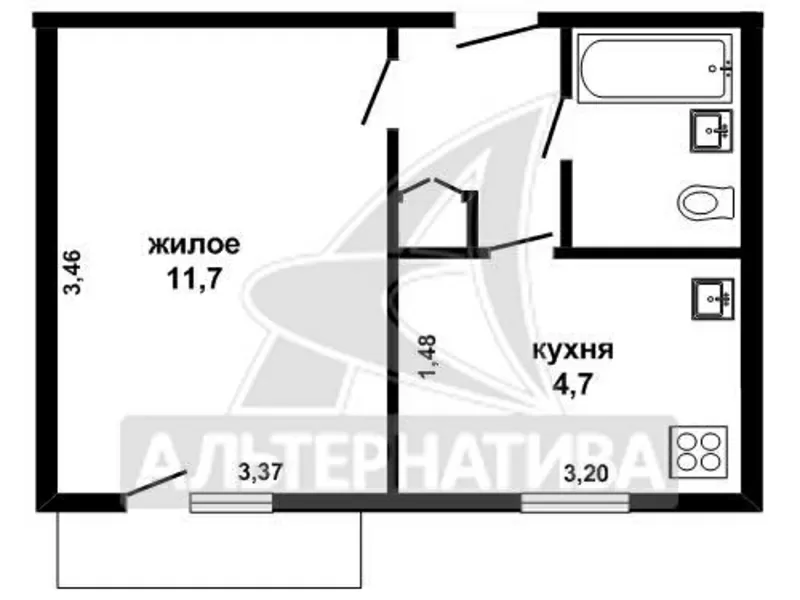 1-комнатная квартира,  Брест,  Шоссейная,  23, 2/22, 3/11, 7/4, 7. w162202 6