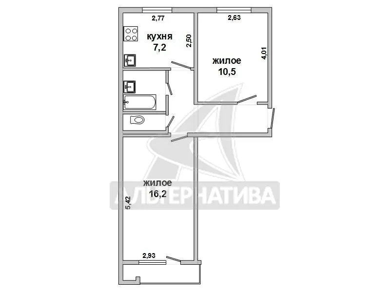 2-комнатная квартира,  г.Брест,  Мошенского ул.,  1992 г.п. w170391 11