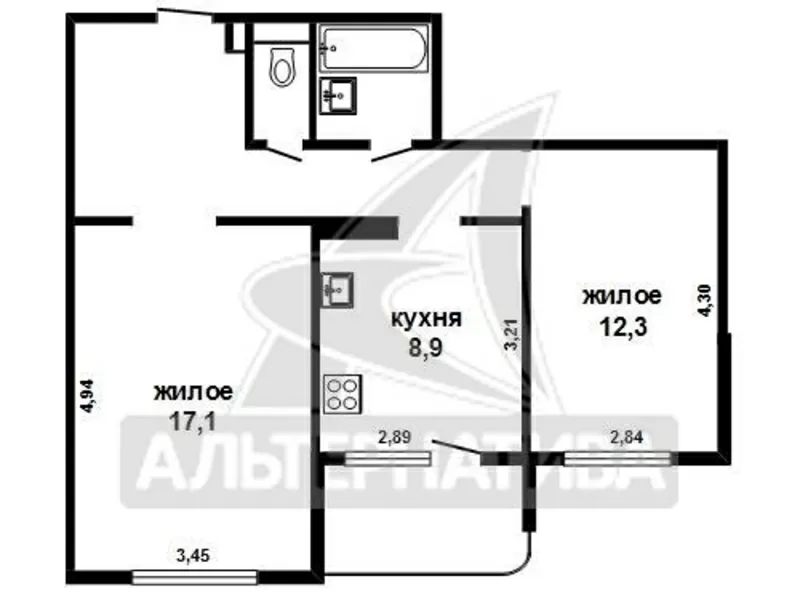 2-комнатная квартира,  г.Брест,  Рябиновая ул.,  2004 г.п. w170713 23
