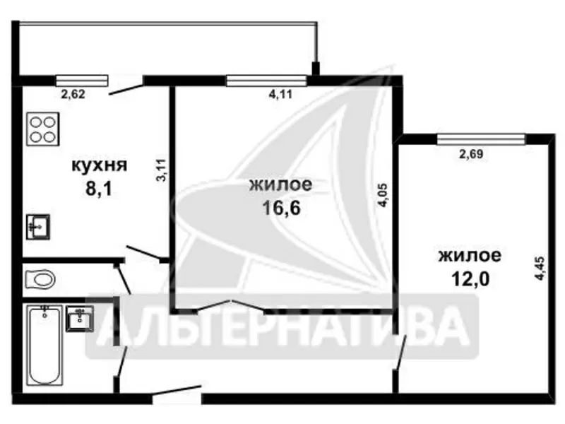 2-комнатная квартира,  г.Брест,  Адамковская ул.,  1997 г.п. w170655 3