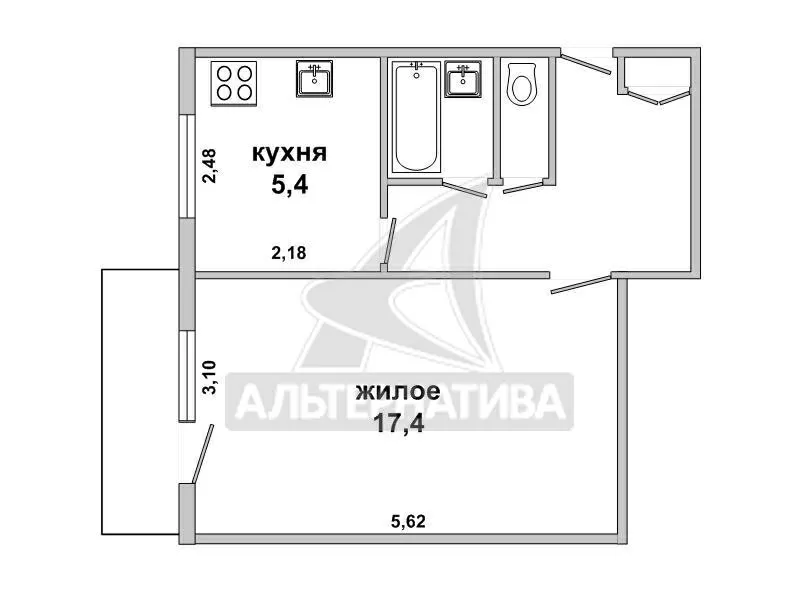 1-комнатная квартира,  г.Брест,  Московская ул.,  1974 г.п. w172310 11