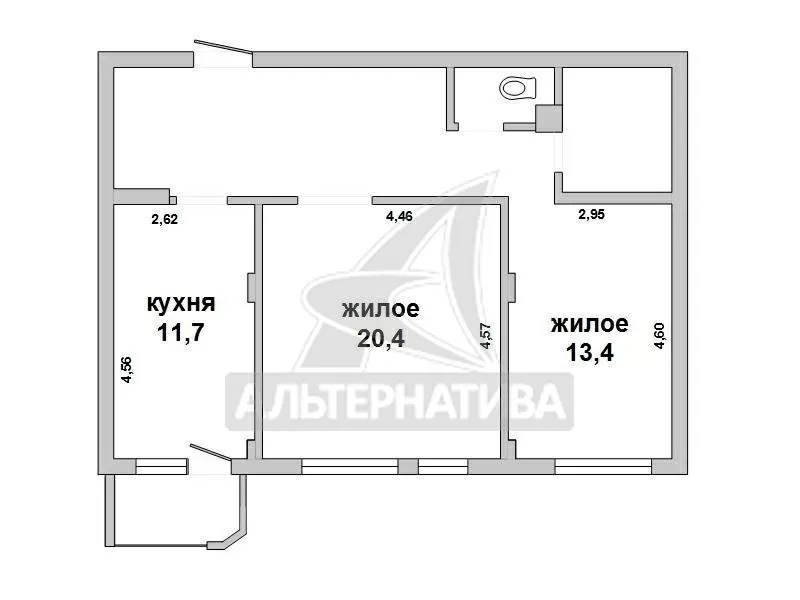 2-комнатная квартира,  г.Брест,  Зубачева,  70, 0/68, 2/33, 8/11, 7. w171123 4