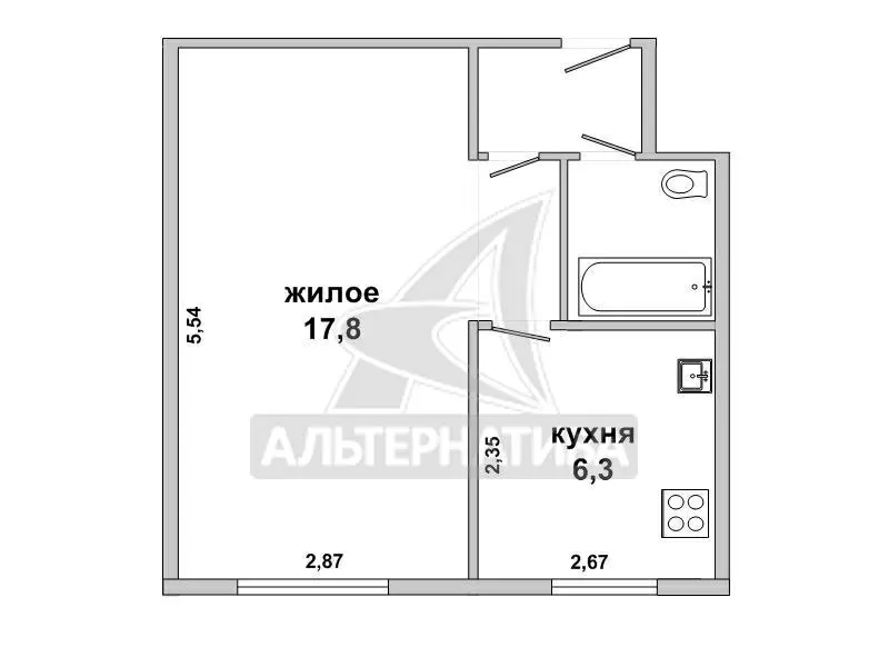 1-комнатная квартира,  г.Брест,  Кирова ул.,  1959 г.п. w171422 7