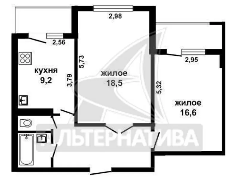 2-комнатная квартира,  Суворова ул.,  2000 г.п.,  62/35, 1/9, 2. w160614 4