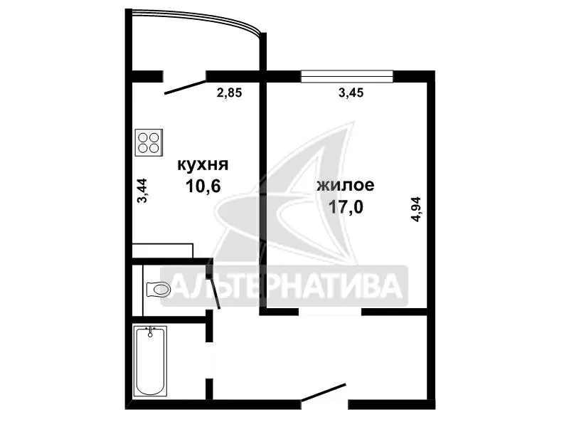 1-комнатная квартира,  г.Брест,  Криштофовича ул.,  2013 г.п. w171149 8