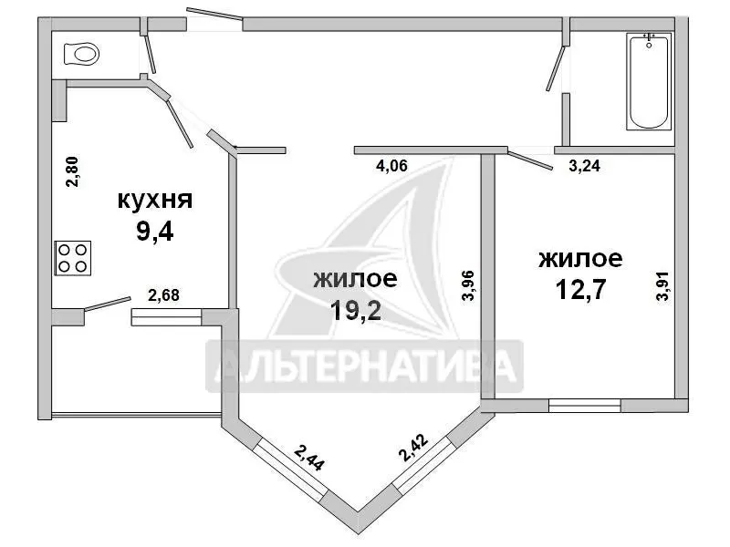 2-комнатная квартира,  г.Жабинка,  22 Съезда КПСС ул.,  2009 г.п. w171082 8