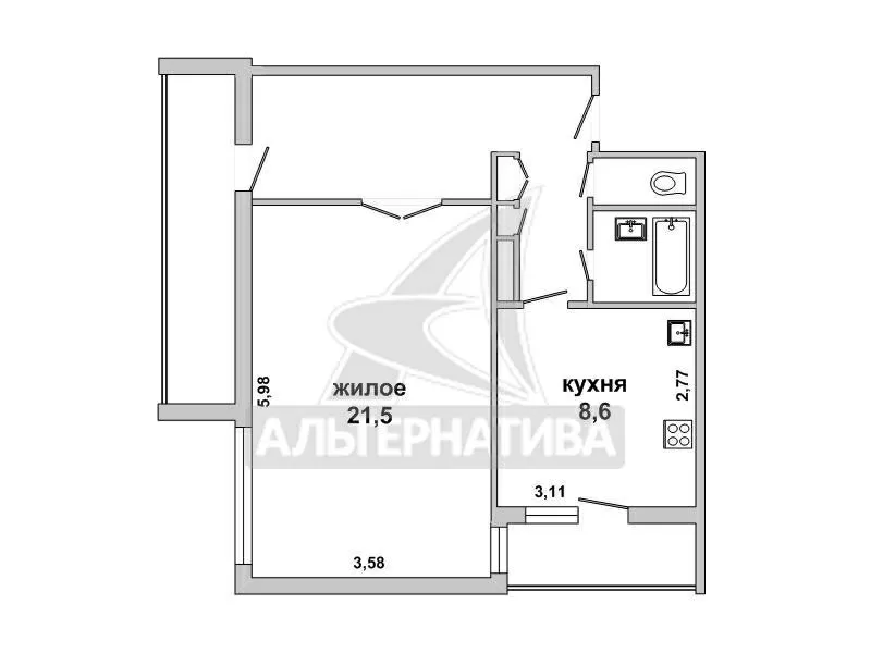 1-комнатная квартира,  г.Брест,  Московская ул.,  1994 г.п. w171681 3