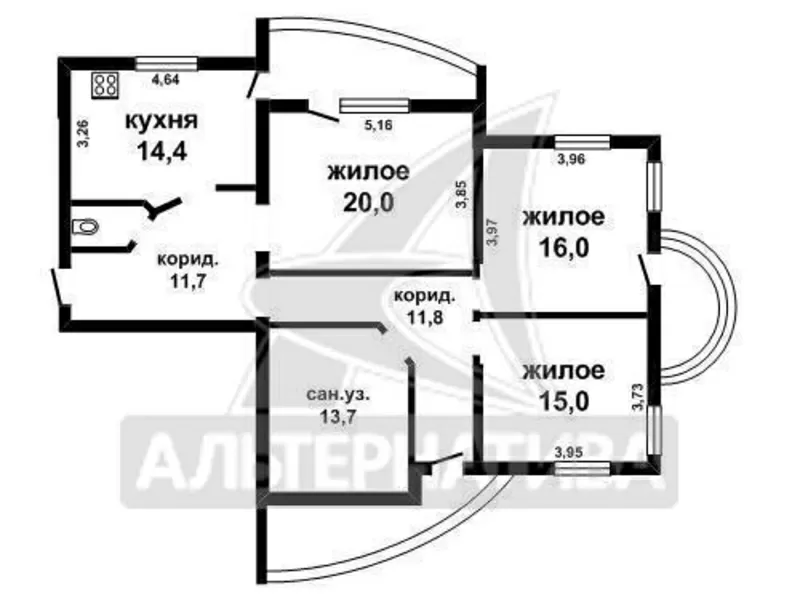 3-комнатная квартира,  Высокая ул.,  2014 г.п.,  114, 4/51/14, 4. w160031 6