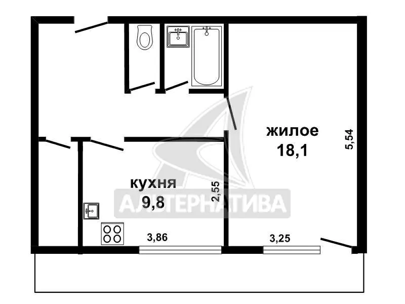 1-комнатная квартира,  г.Брест,  Ленина ул.,  1973 г.п. w171099 9