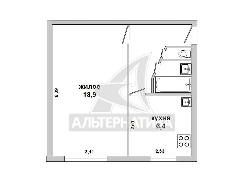 1-комнатная квартира,  г.Брест,  Рокоссовского. w172090 7