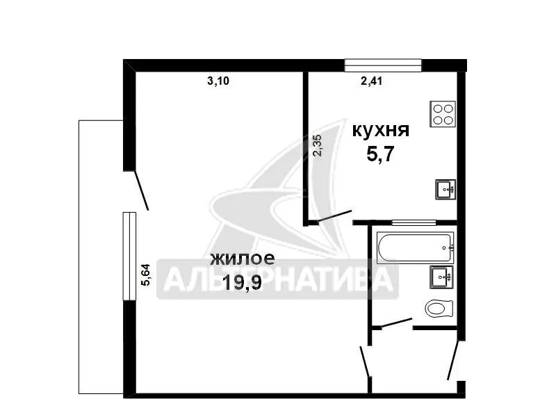 1-комнатная квартира,  г.Брест,  Машерова проспект,  1966 г.п. w171088 9