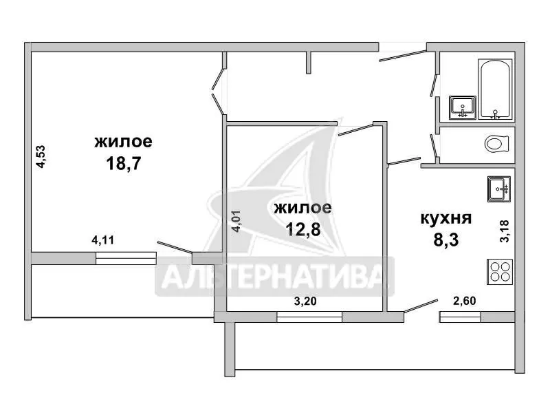 2-комнатная квартира,  г.Брест,  Стафеева ул.,  1996 г.п. w172794 8