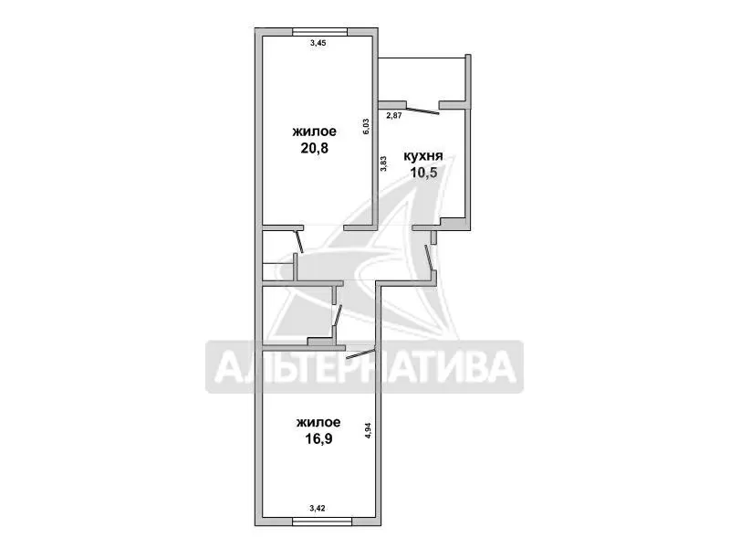 2-комнатная квартира,  г.Брест,  Гвардейская ул.,  2017 г.п. w172089 7