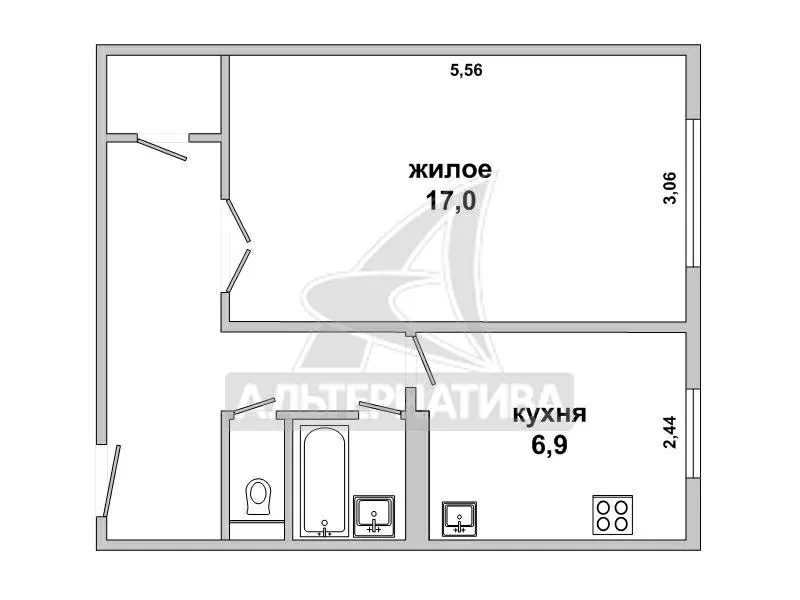 1-комнатная квартира,  г.Брест,  Суворова ул. w172685 12