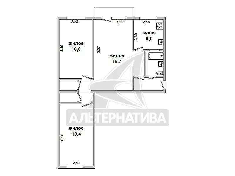 3-комнатная квартира,  г.Брест,  Пушкинская ул. w171565 12