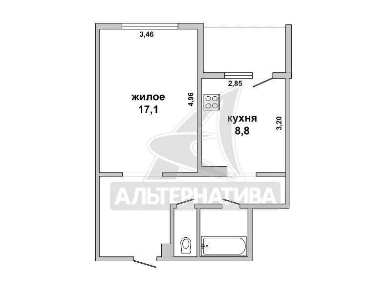 1-комнатная квартира,  г.Брест,  Полевая ул.,  2009 г.п. w180121 2
