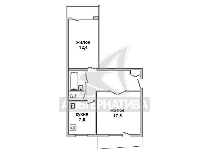 2-комнатная квартира,  г.Малорита,  Лермонтова ул. w172514 11