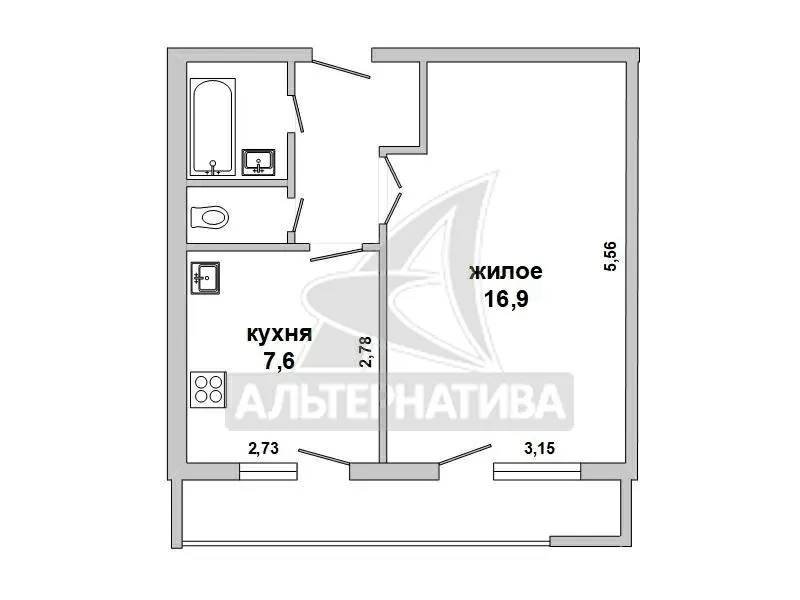 1-комнатная квартира,  г.Брест,  Стафеева ул.,  1997 г.п. w180133 2