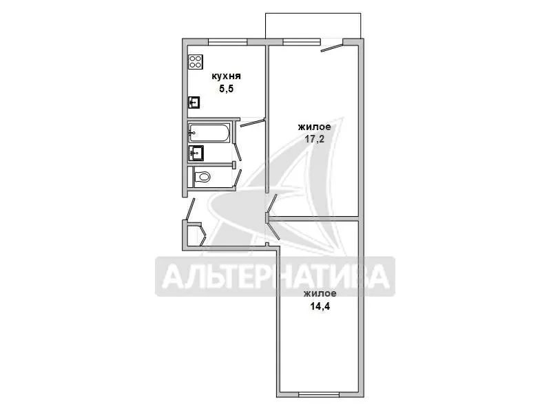 2-комнатная квартира,  г.Брест,  Янки Купалы ул. w172768 7