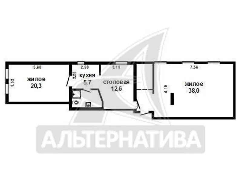 3-комнатная квартира,  Советская,  до 1940,  87, 8/58, 3/5, 7+12, 6. w161070 15
