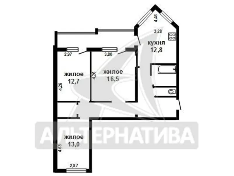 3-комнатная квартира,  г.Брест,  Брестских Дивизий,  2011 г.п. w170304 7