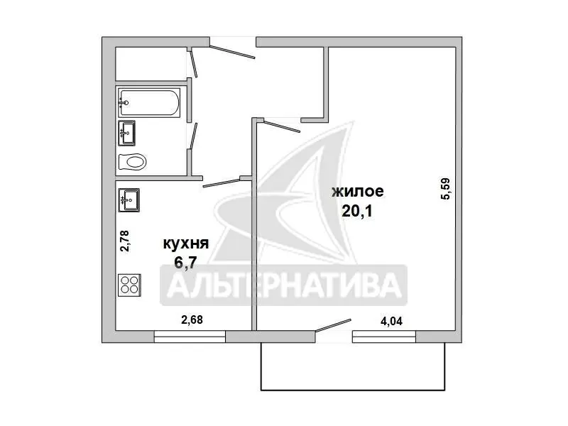1-комнатная квартира,  г.Брест,  Адамковская ул. w180126 8
