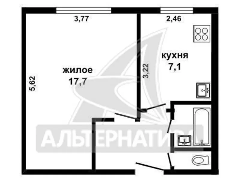 1-комнатная квартира,  г.Брест,  Фортечная ул.,  1994 г.п. w160049 4