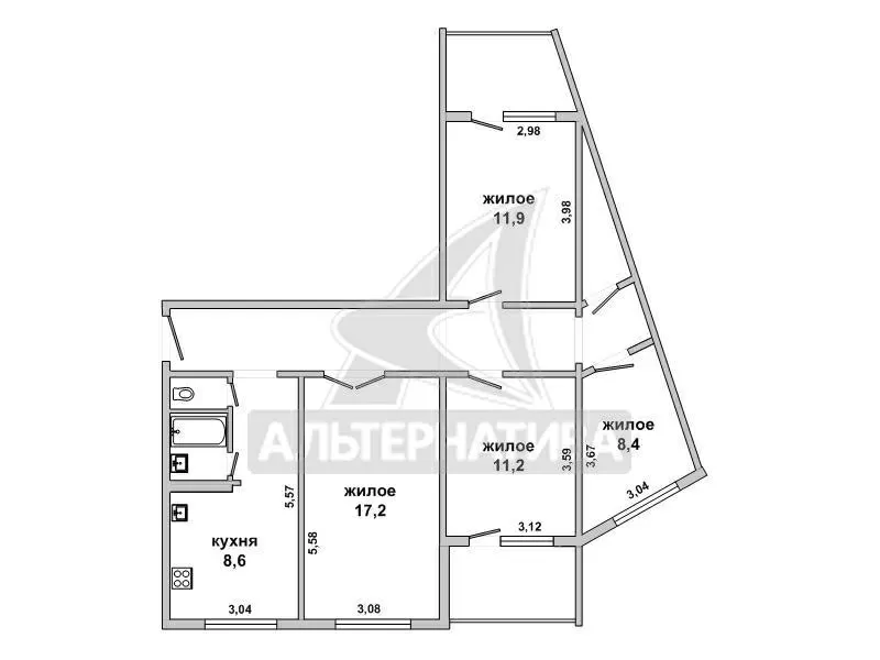 4-комнатная квартира,  г. Брест,  ул. Октябрьской Революции. w180329 7