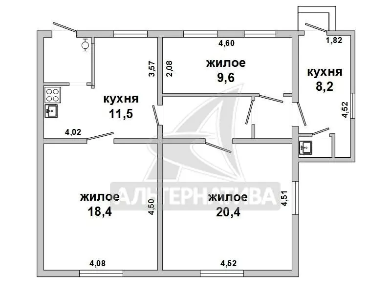 3-комнатная квартира,  г.Брест,  Пушкинская ул.,  1961 г.п. w172778 2