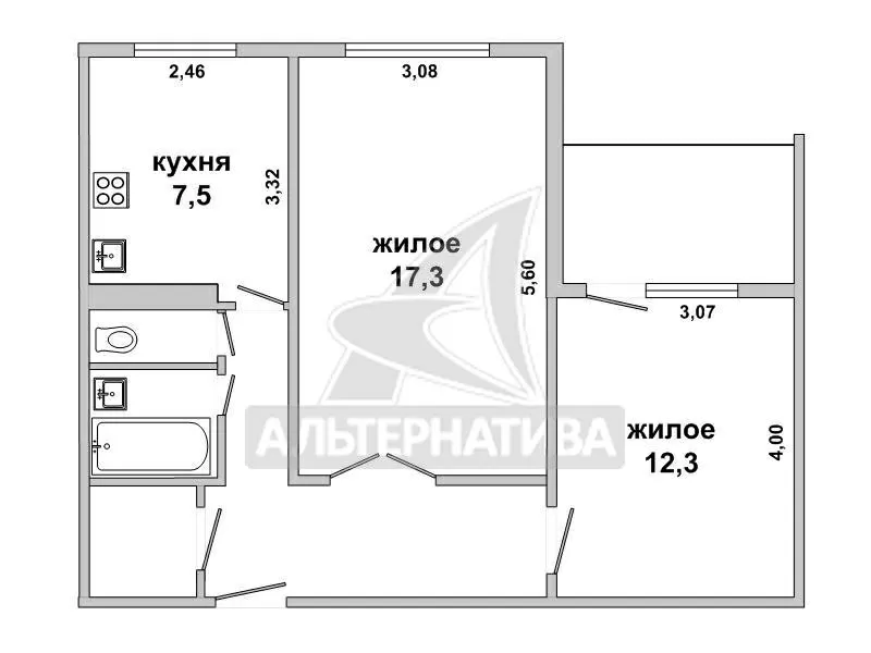 2-комнатная квартира,  г.Брест,  Ленинградская ул. w180330 12