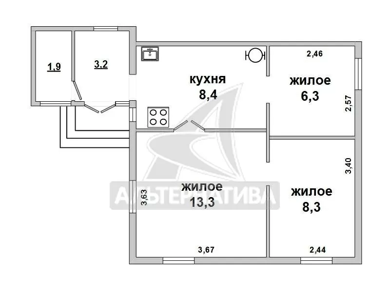 Квартира в блокированном доме. г.Брест. Брус / шифер. r161663 6