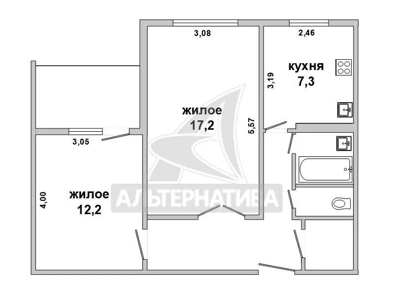 2-комнатная квартира,  г. Брест,  ул. Ленинградская. w180802 9