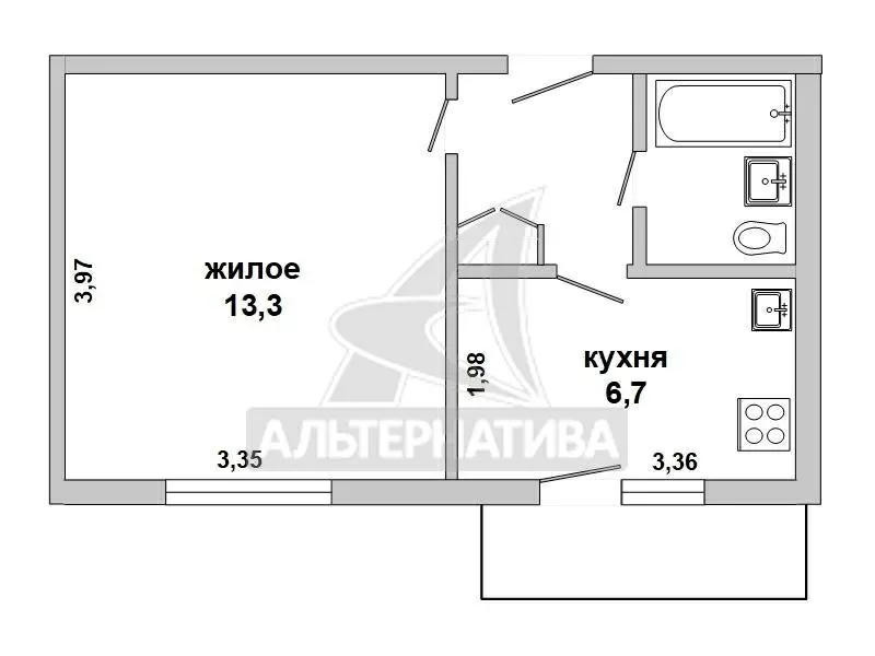 1-коматная квартира,  г.Брест,  Солнечная,  27, 8/26, 2/13, 3/6, 7. w162050 6