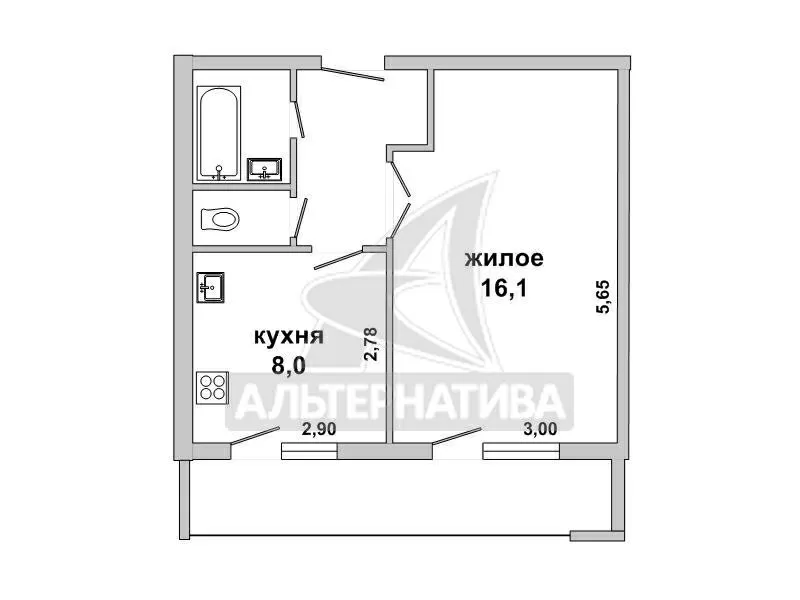 1-комнатная квартира,  г.Брест,  Стафеева,  36, 0/32, 2/16, 1/8, 0. w161776 9