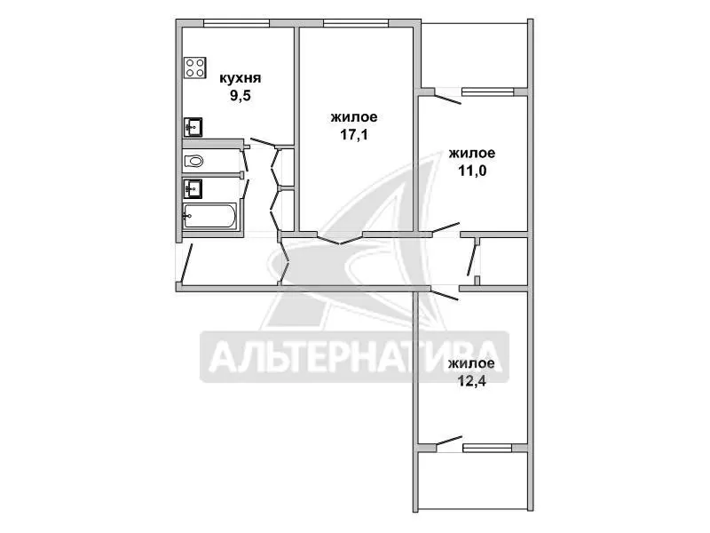 3-комнатная квартира,  г.Брест,  Партизанский проспект,  w180115 13