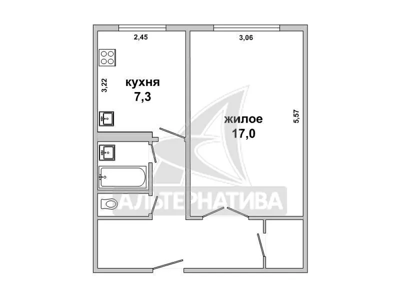 1-комнатная квартира,  г. Брест,  ул. Ленинградская,  1986 г.п. w181475 12