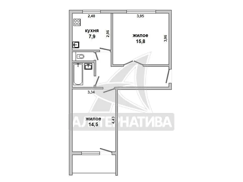 2-комнатная квартира,  г.Брест,  Машерова проспект,  1974 г.п. w171898 6