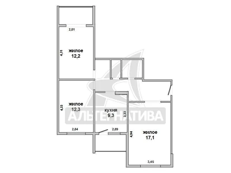 3-комнатная квартира,  г. Брест,  ул. Волгоградская,  2007 г.п.q w172035 3