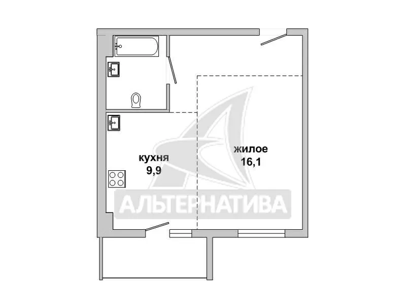 1-комнатная квартира,  г. Брест,  ул. Гоголя,  4 / 10 кирпич. w180571 3