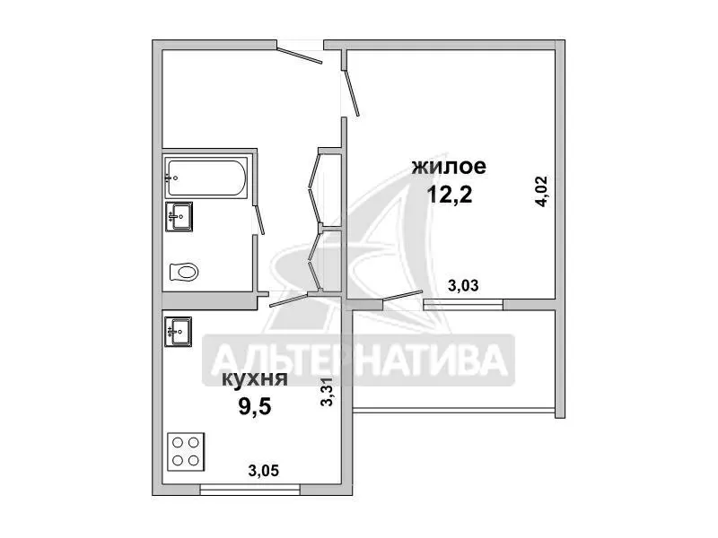 1-комнатная квартира,  г. Брест,  пер. Заводской 3-й,  1983 г.п. w181691 10