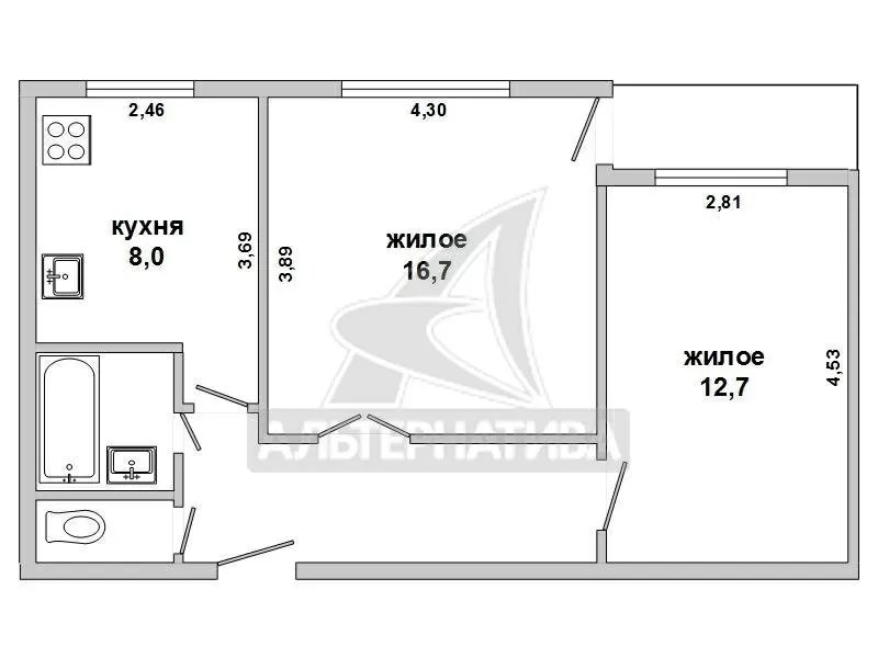 2-комнатная квартира,  г.Брест,  Киевская ул.,  4/9 кирпичного. w170981 8